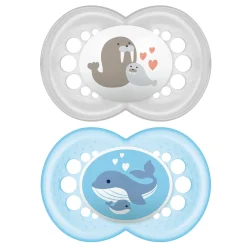 Sucettes*Mam Lot de 2 sucettes animaux 2ème âge silicone de Aléatoire