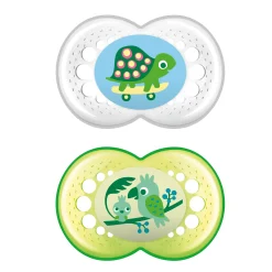 Sucettes*Mam Lot de 2 sucettes animaux 2ème âge silicone de Aléatoire