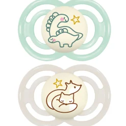 Biberons Pp (Polypropylène)*Mam Lot de 2 sucettes Perfect Nuit 6m+ Aléatoire de Duo Animaux