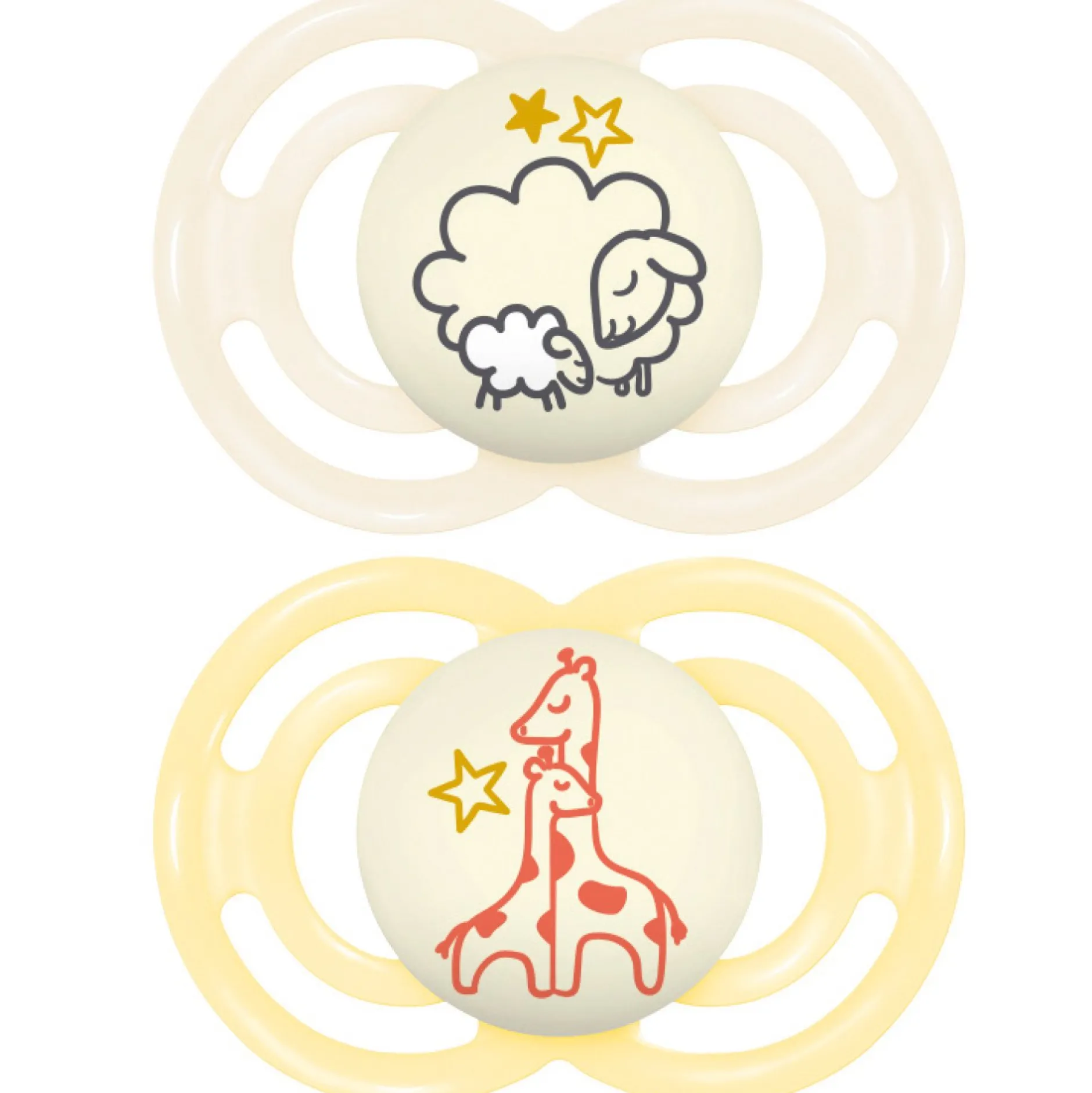 Biberons Pp (Polypropylène)*Mam Lot de 2 sucettes Perfect Nuit 6m+ Aléatoire de Duo Animaux