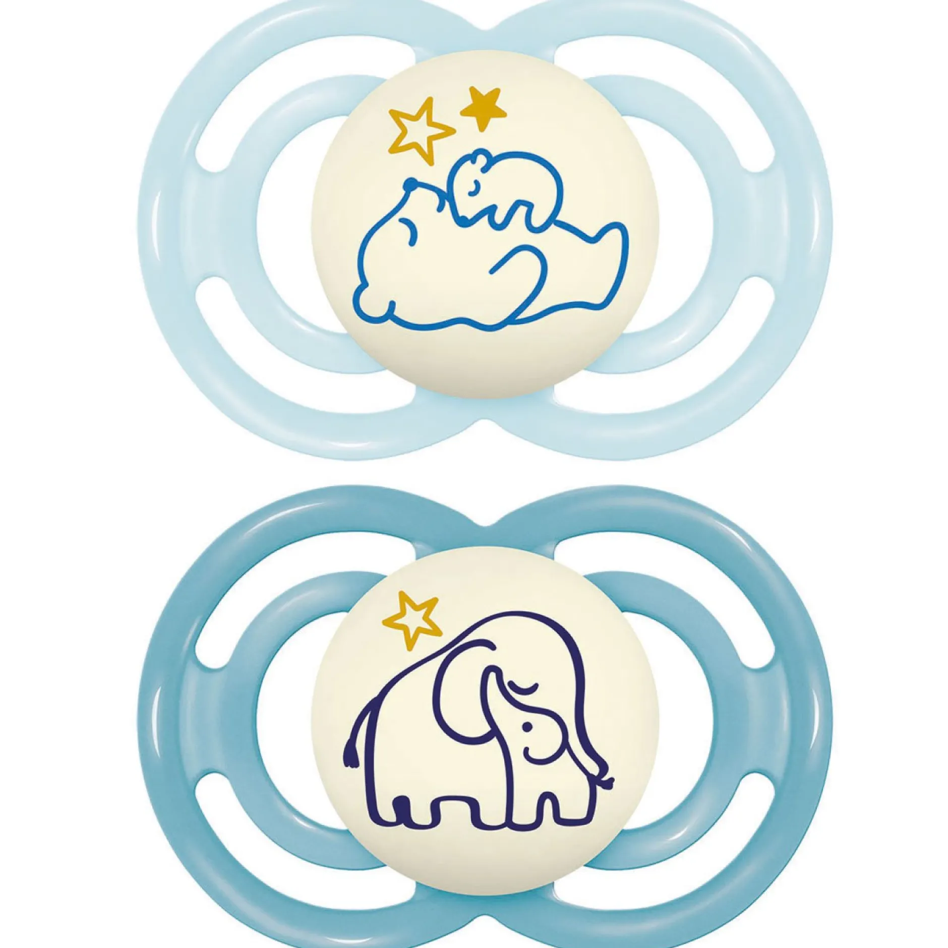 Sucettes*Mam Lot de 2 Sucettes Perfect Nuit 18M+ de Animaux Aléatoire
