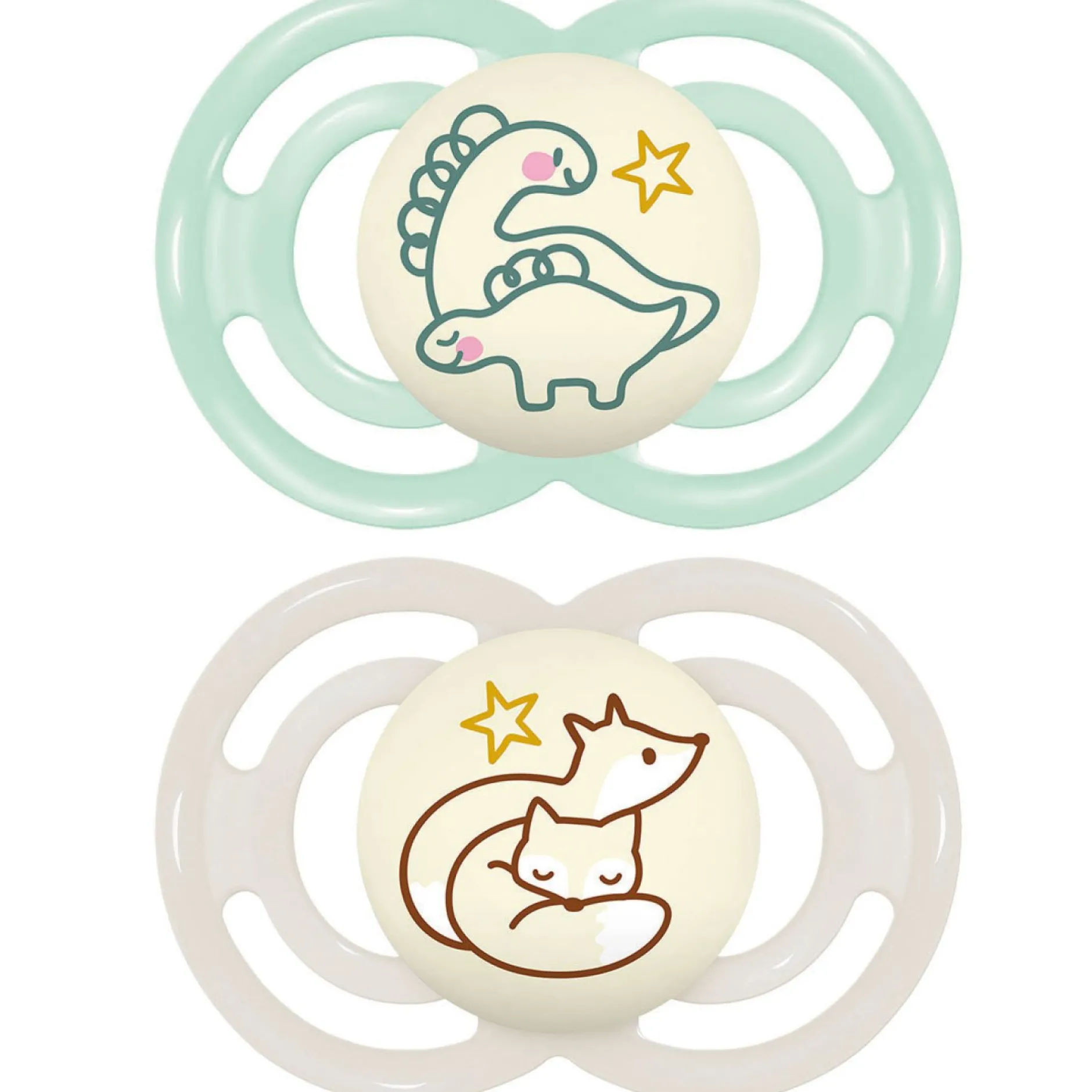 Sucettes*Mam Lot de 2 Sucettes Perfect Nuit 18M+ de Animaux Aléatoire