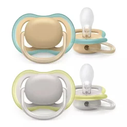 Sucettes*Philips AVENT Lot de 2 sucettes Ultra Air 0 - 6 mois de Beige / Gris