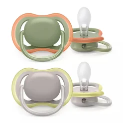 Sucettes*Philips AVENT Lot de 2 sucettes Ultra Air 6 - 18 mois de Vert / Gris