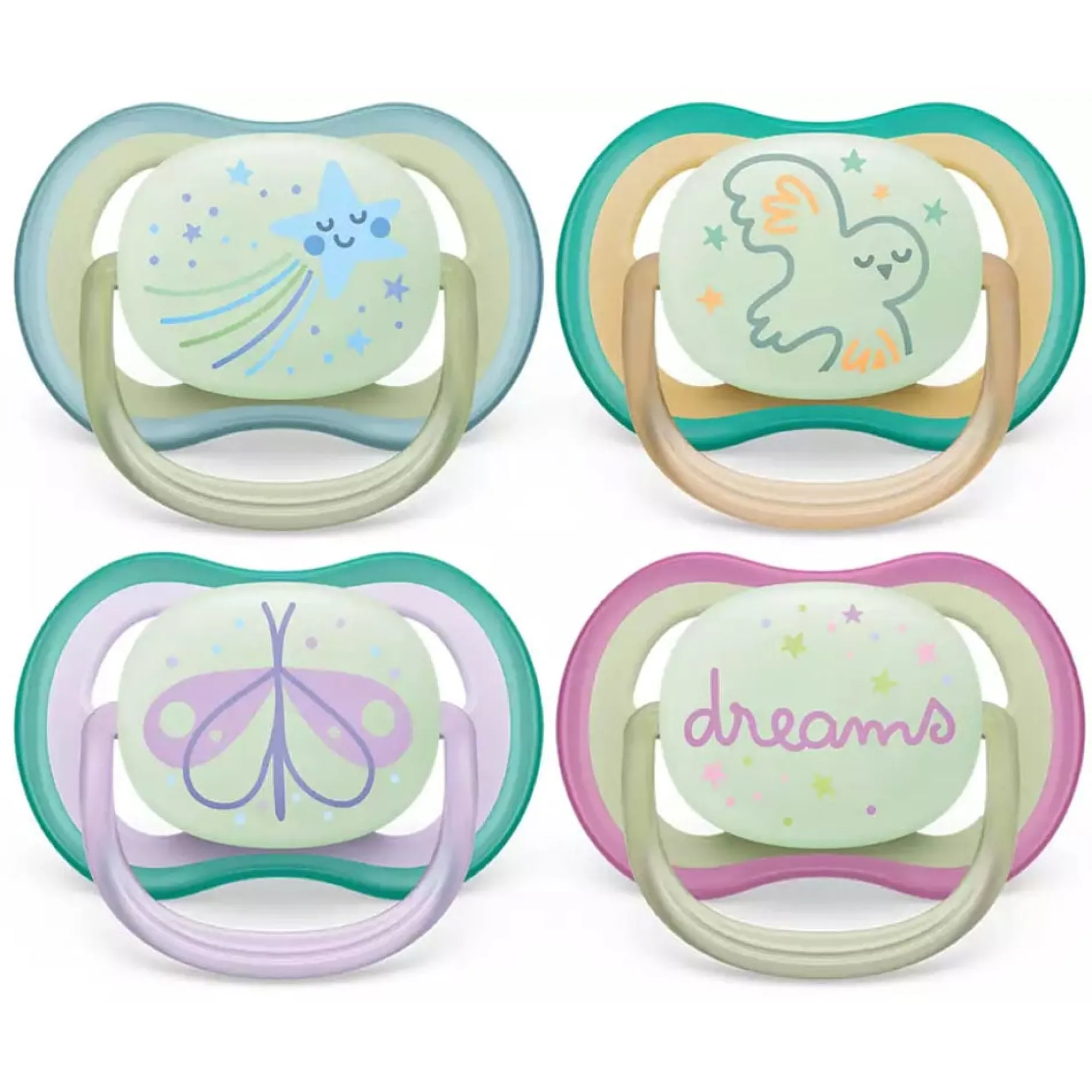 Sucettes*Philips AVENT Lot de 2 sucettes Ultra Air Nuit Aléatoire 0 - 6 mois de