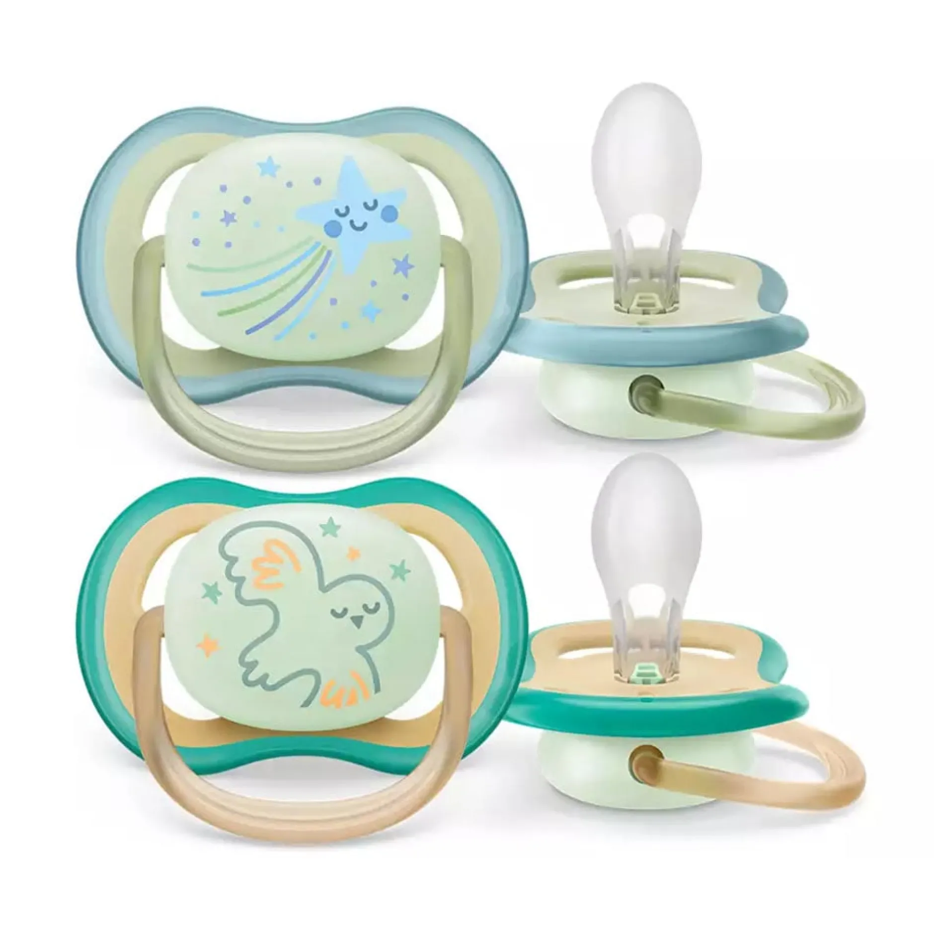 Sucettes*Philips AVENT Lot de 2 sucettes Ultra Air Nuit Aléatoire 0 - 6 mois de