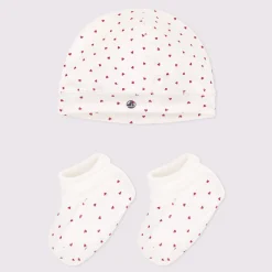 Bonnets, Moufles, Chaussons|Vêtements Naissance*Petit Bateau Lot de bonnet et chaussons en coton de Cœurs