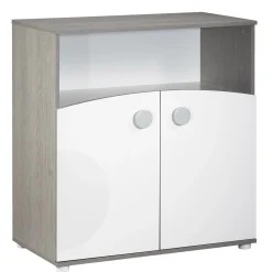 Commodes*Sauthon Baby's Sweet Home Louane commode 2 portes 1 niche de Blanc / Gris