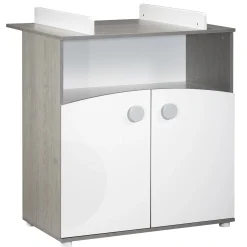 Commodes*Sauthon Baby's Sweet Home Louane commode 2 portes 1 niche de Blanc / Gris