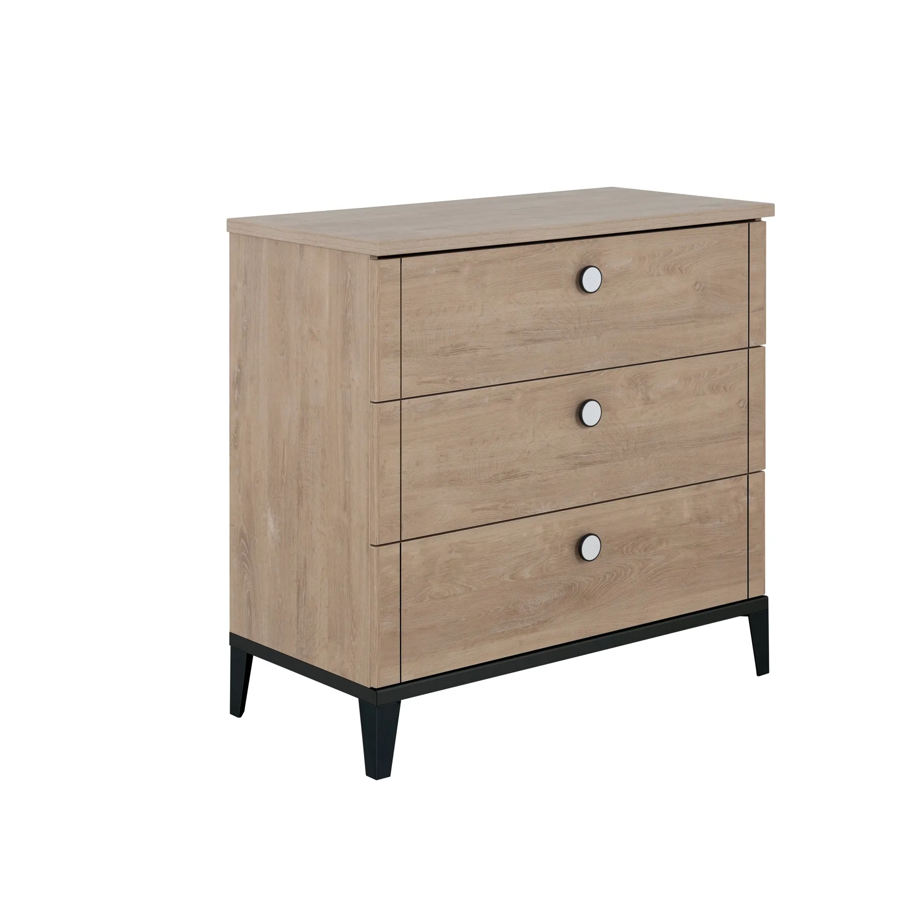 Commodes|Commodes*Galipette Marcel commode 3 tiroirs de Chêne blond/Noir