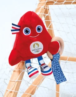 Hochets*Doudou et Compagnie Mascotte Officielle JO 2024 Hochet avec anneau en bois de Rouge