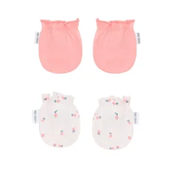 Bonnets, Moufles, Chaussons|Vêtements Naissance*P'tit bisou Mes Essentiels Lot 2 Moufles de Rose