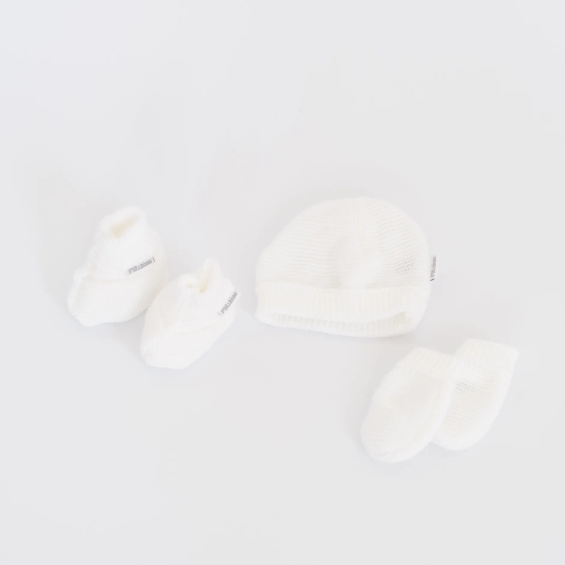 Bonnets, Moufles, Chaussons|Vêtements Naissance*P'tit bisou Mini trousseau 0 mois de Blanc