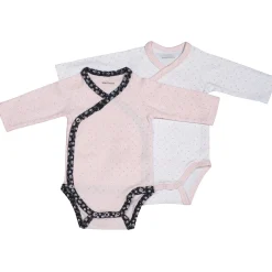 Bodies*Sauthon Baby's Sweet Home Miss Fleur de Lune lot de 2 bodies 1 mois de Blanc Rose