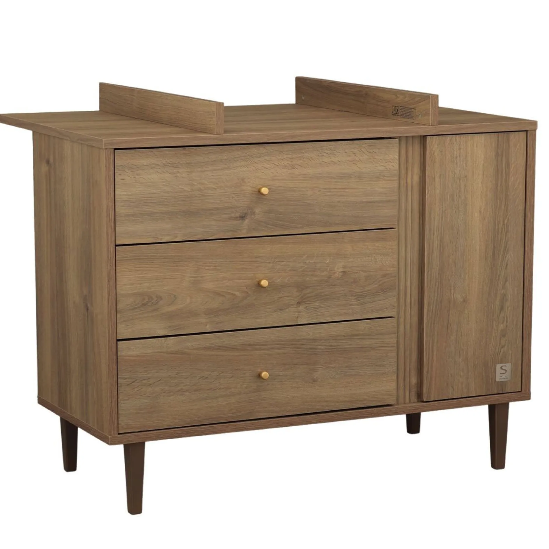 Commodes*Sauthon Baby's Sweet Home Mokka Commode 3 tiroirs 1 porte de Chêne / Mokka