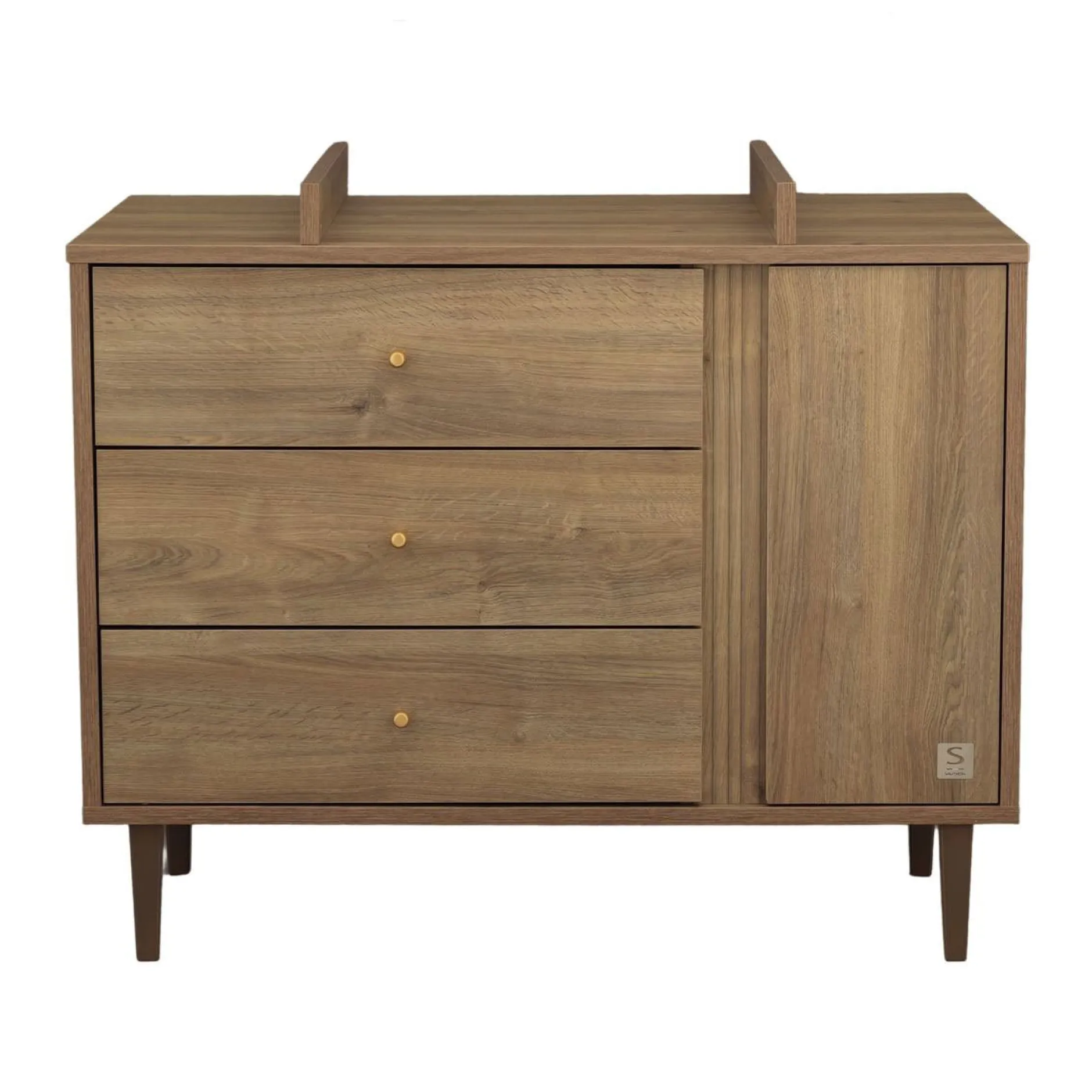Commodes*Sauthon Baby's Sweet Home Mokka Commode 3 tiroirs 1 porte de Chêne / Mokka