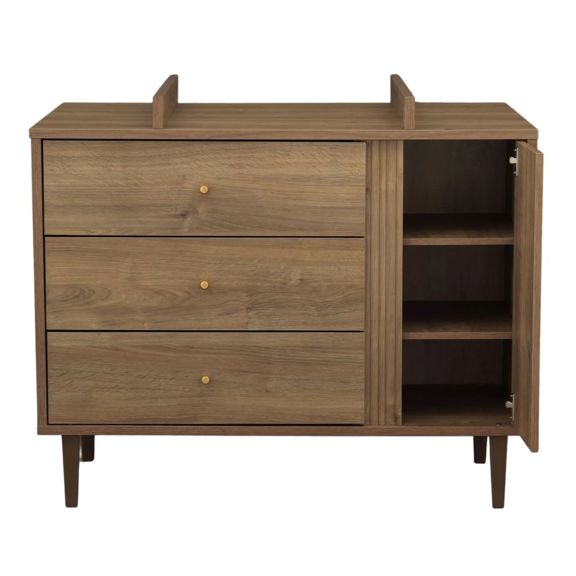 Commodes*Sauthon Baby's Sweet Home Mokka Commode 3 tiroirs 1 porte de Chêne / Mokka