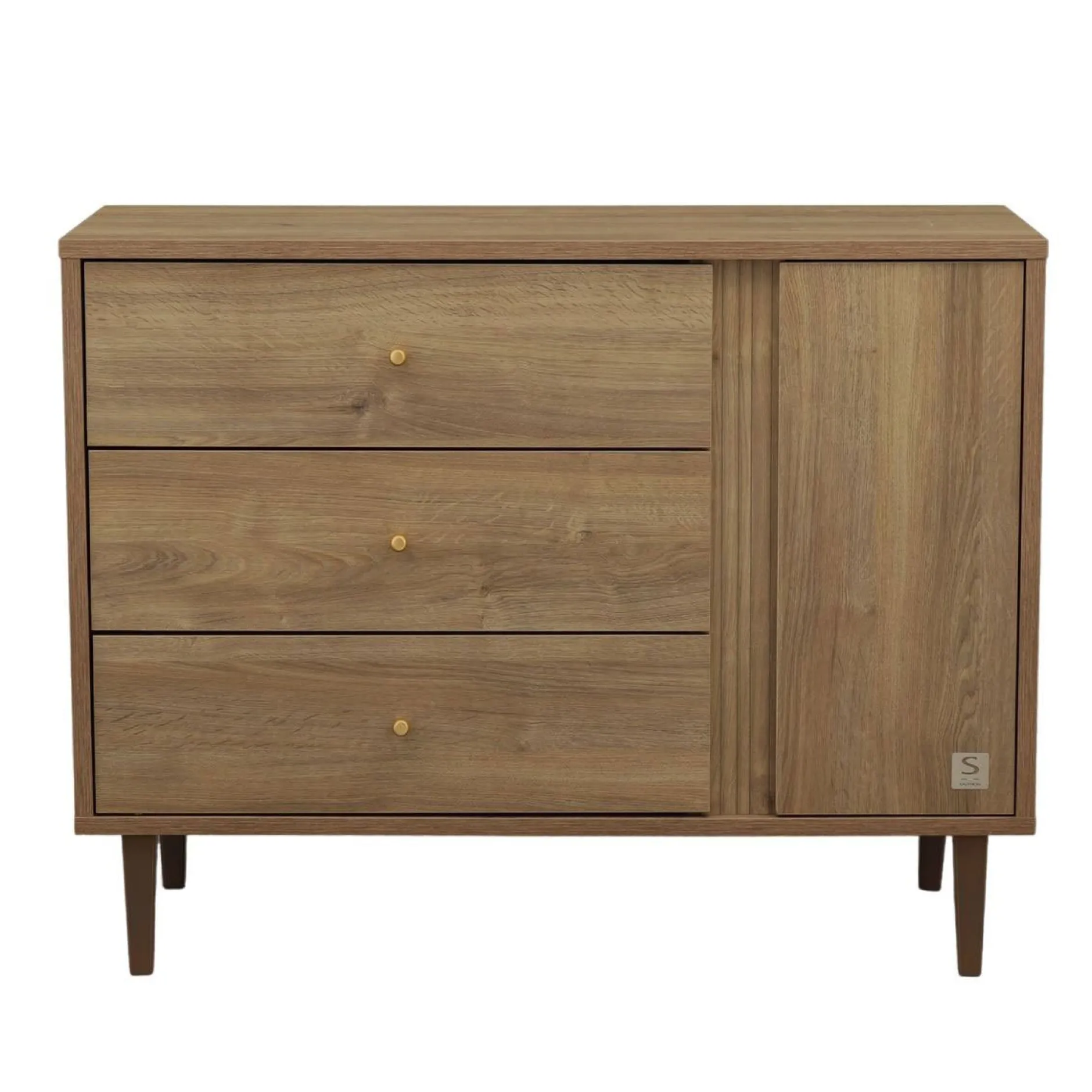 Commodes*Sauthon Baby's Sweet Home Mokka Commode 3 tiroirs 1 porte de Chêne / Mokka