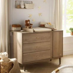 Commodes*Sauthon Baby's Sweet Home Mokka Commode 3 tiroirs 1 porte de Chêne / Mokka