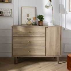 Commodes*Sauthon Baby's Sweet Home Mokka Commode 3 tiroirs 1 porte de Chêne / Mokka