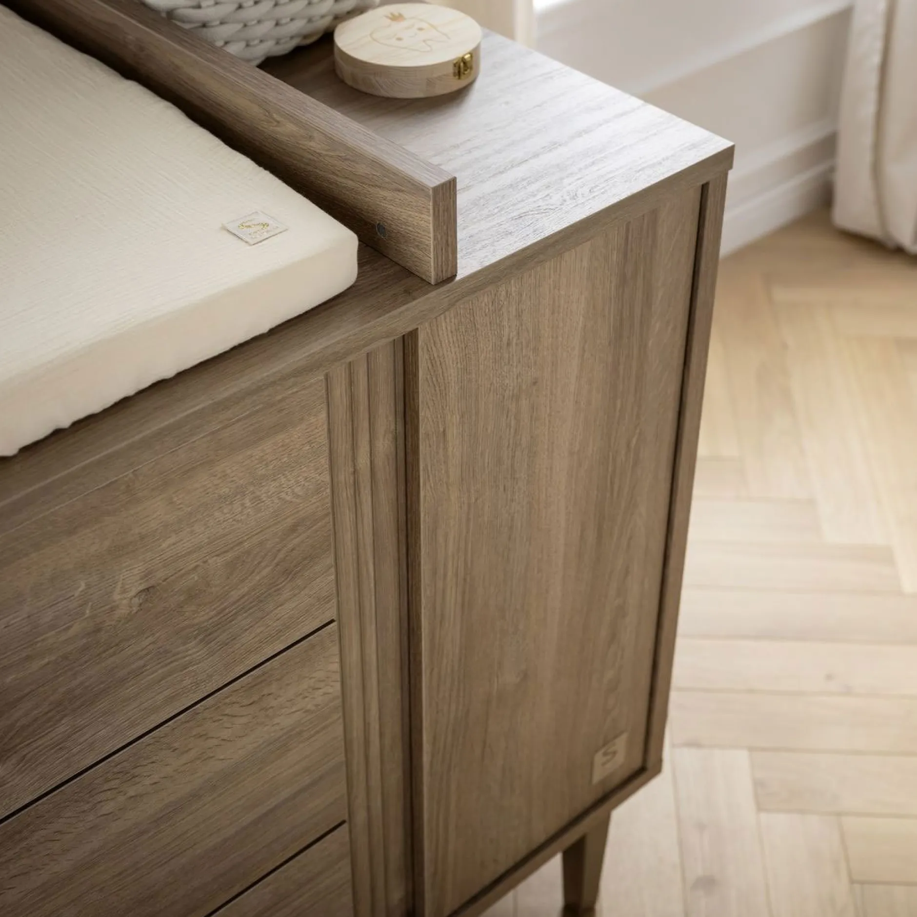 Commodes*Sauthon Baby's Sweet Home Mokka Commode 3 tiroirs 1 porte de Chêne / Mokka