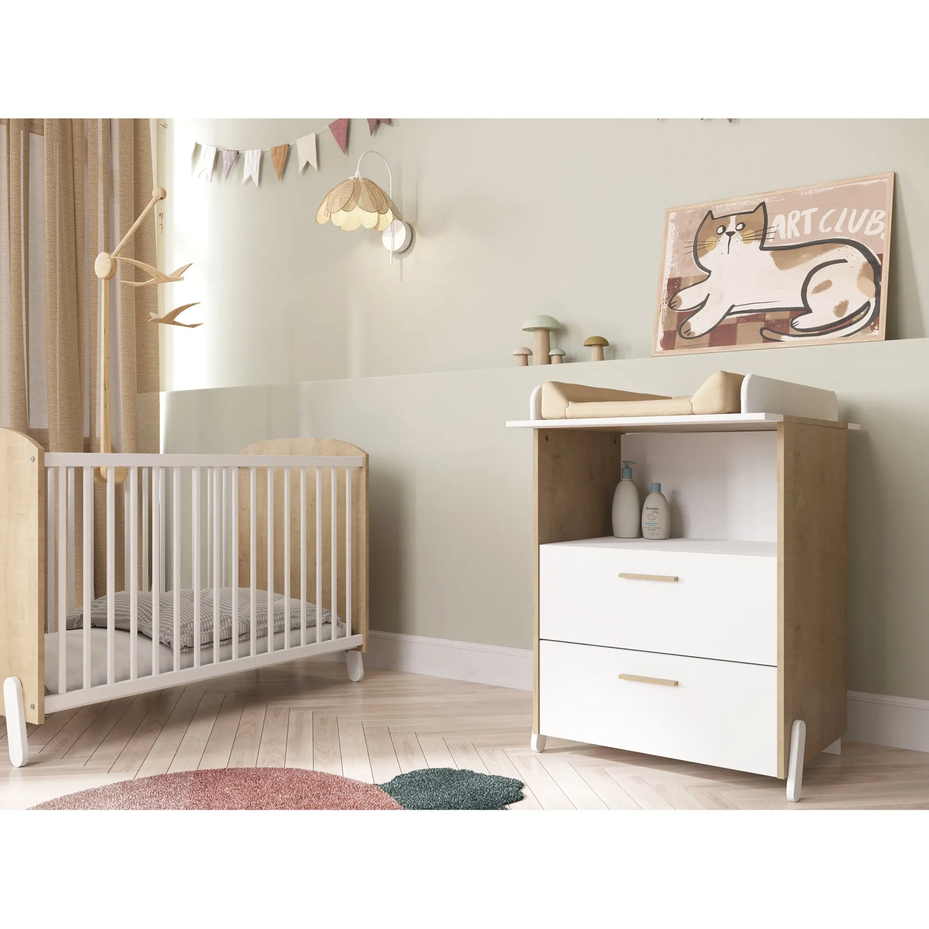 Autres Mobiliers*CBA Meubles Naili Bureau junior de Chêne hamilton / blanc