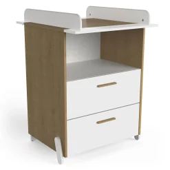 Commodes*CBA Meubles Naili Commode à langer 2 tiroirs de Chêne hamilton / blanc