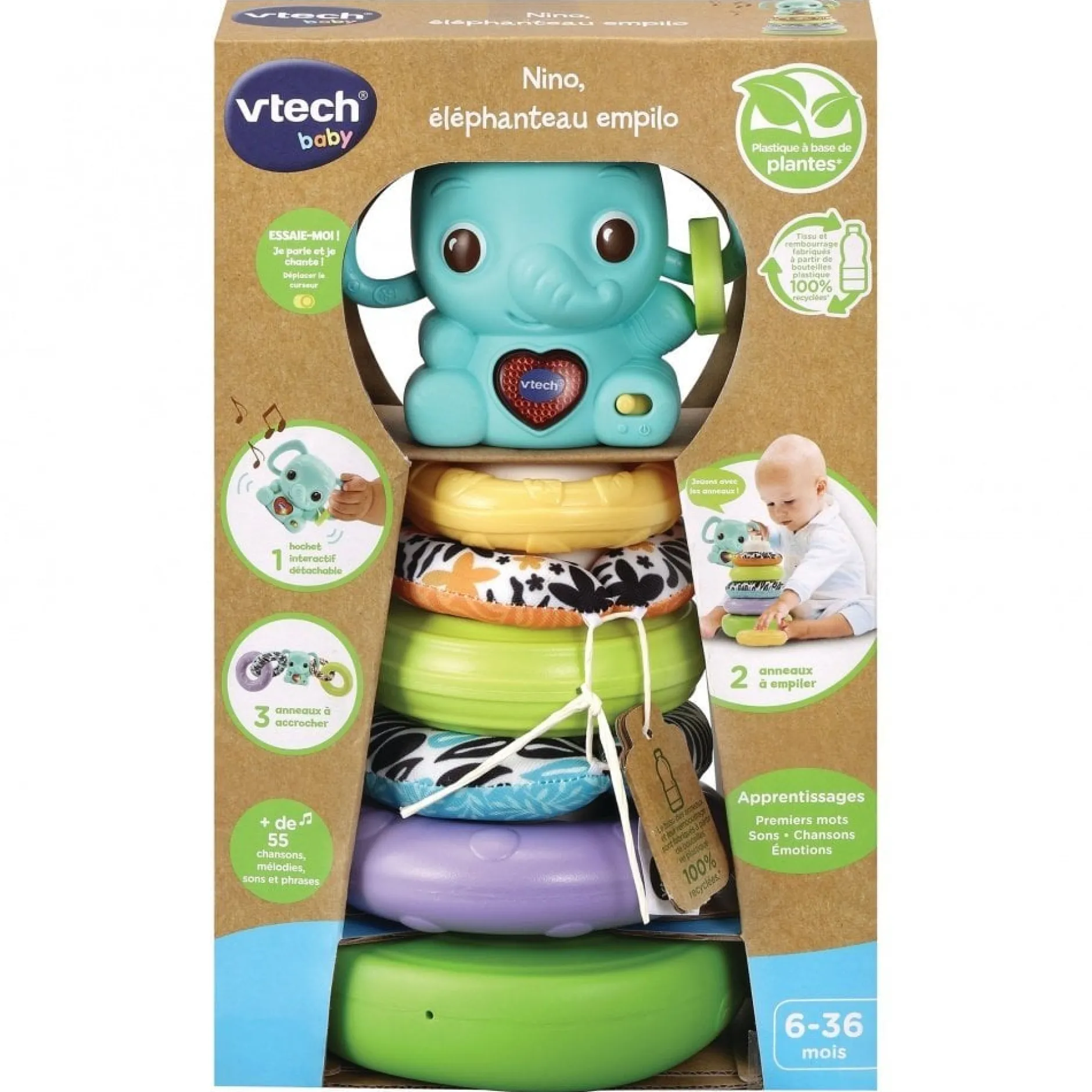 Jouets D'Activités*Vtech Nino, éléphanteau empilo 3 en 1 de
