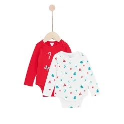 Bodies|Bodies*P'tit bisou Noël Lot de 2 Bodies manches longues de Rouge