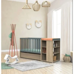 Ensembles Évolutifs|Lits 60X120 Évolutifs*Sauthon Baby's Sweet Home Nova new lit combiné évolutif 60x120 de Gris volcan