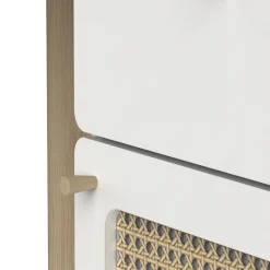 Autres Mobiliers*CBA Meubles Ochna Bureau 2 tiroirs de Blanc et cannage