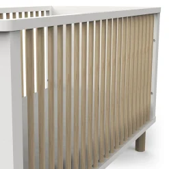 Lits 70X140 Évolutifs*CBA Meubles Ochna Lit bébé évolutif 70 x 140 cm de Blanc et cannage