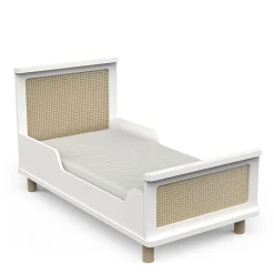 Lits 70X140 Évolutifs*CBA Meubles Ochna Lit bébé évolutif 70 x 140 cm de Blanc et cannage