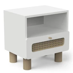 Autres Mobiliers*CBA Meubles Ochna Table de chevet de Blanc et cannage