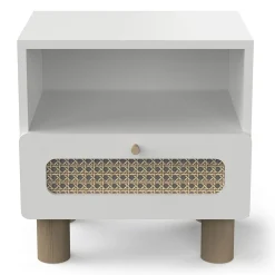 Autres Mobiliers*CBA Meubles Ochna Table de chevet de Blanc et cannage