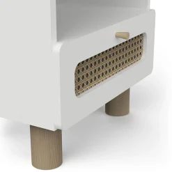 Autres Mobiliers*CBA Meubles Ochna Table de chevet de Blanc et cannage