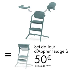 Chaises Hautes Évolutives|Tours D'Observation* Offre Cybex : Pour l'achat d'un pack LEMO, la tour d'observation Stone Blue est à 50€ au lieu de 79,95€ de CYBEX