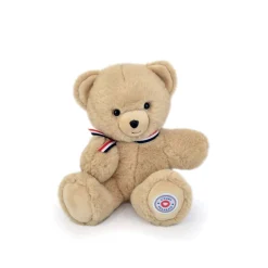 Doudous*L'ours français Ours en Peluche Articulé Français 25 cm de Beige