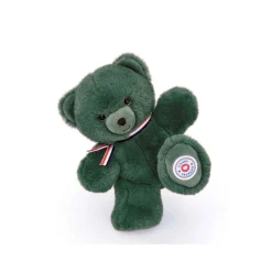 Doudous*L'ours français Ours en Peluche Articulé Français 25 cm de Vert kaki