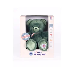 Doudous*L'ours français Ours en Peluche Articulé Français 25 cm de Vert kaki