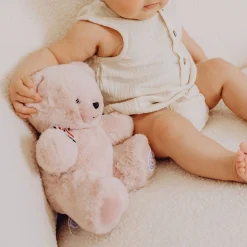 Doudous*L'ours français Ours en Peluche Articulé Français 25 cm de Rose Pastel