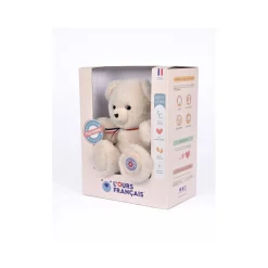 Doudous*L'ours français Ours en Peluche Articulé Français 25 cm de Ivoire