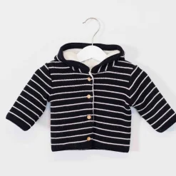 Vêtements Naissance*La Manufacture de Layette Paletot rayé Petits Marins de Marine/Ecru