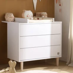 Commodes*Sauthon Baby's Sweet Home Paloma Commode 3 tiroirs de Blanc neige