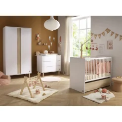 Commodes*Sauthon Baby's Sweet Home Paloma Commode 3 tiroirs de Blanc neige