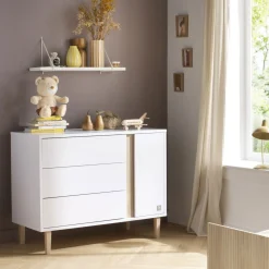Commodes*Sauthon Baby's Sweet Home Paloma Commode 3 tiroirs 1 porte de Blanc neige