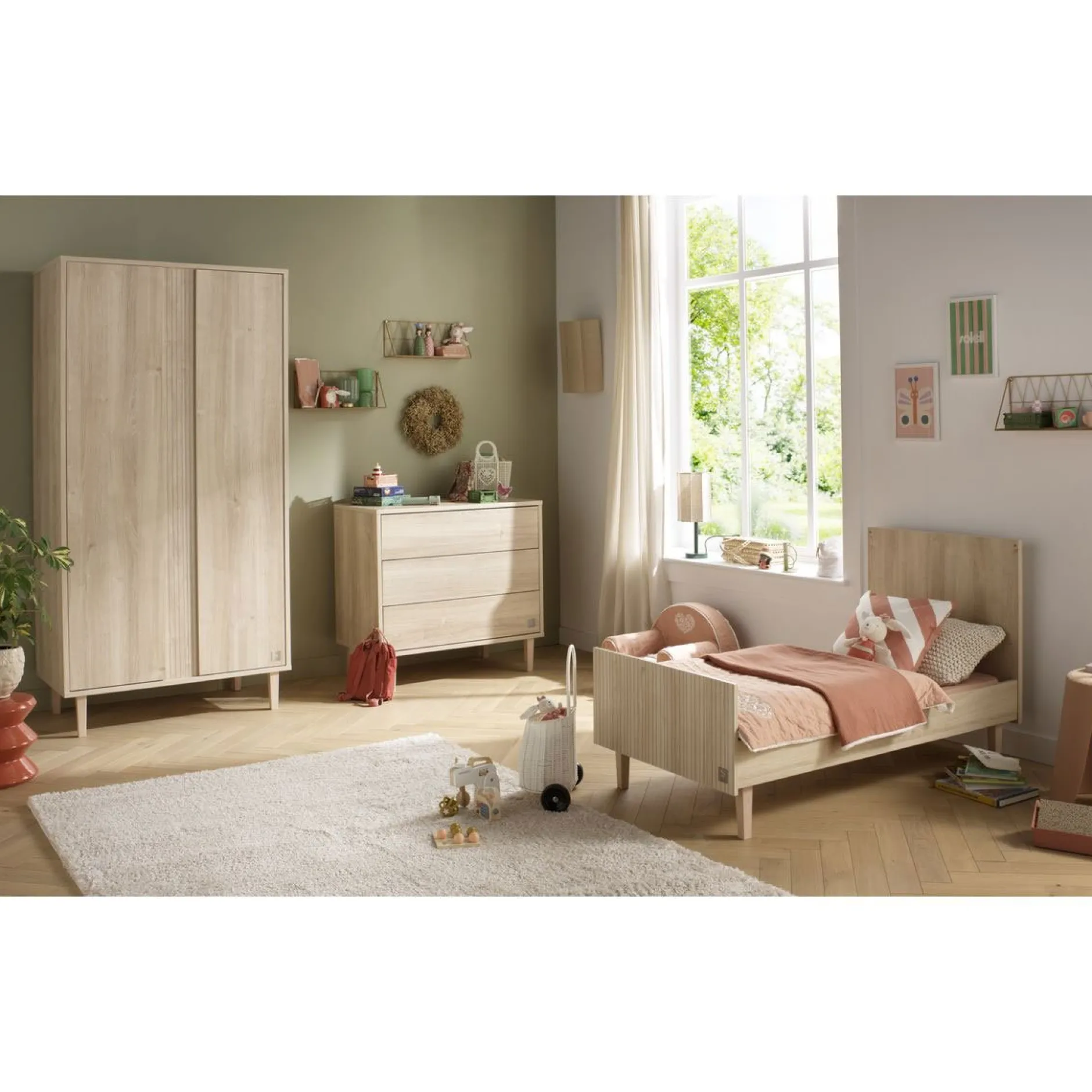 Lits 70X140 Évolutifs*Sauthon Baby's Sweet Home Paloma Lit bébé évolutif 70 x 140 cm de Bois chêne sépia