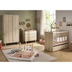 Tiroirs De Lit*Sauthon Baby's Sweet Home Paloma Tiroir de lit évolutif sur roulettes de Bois chêne sépia