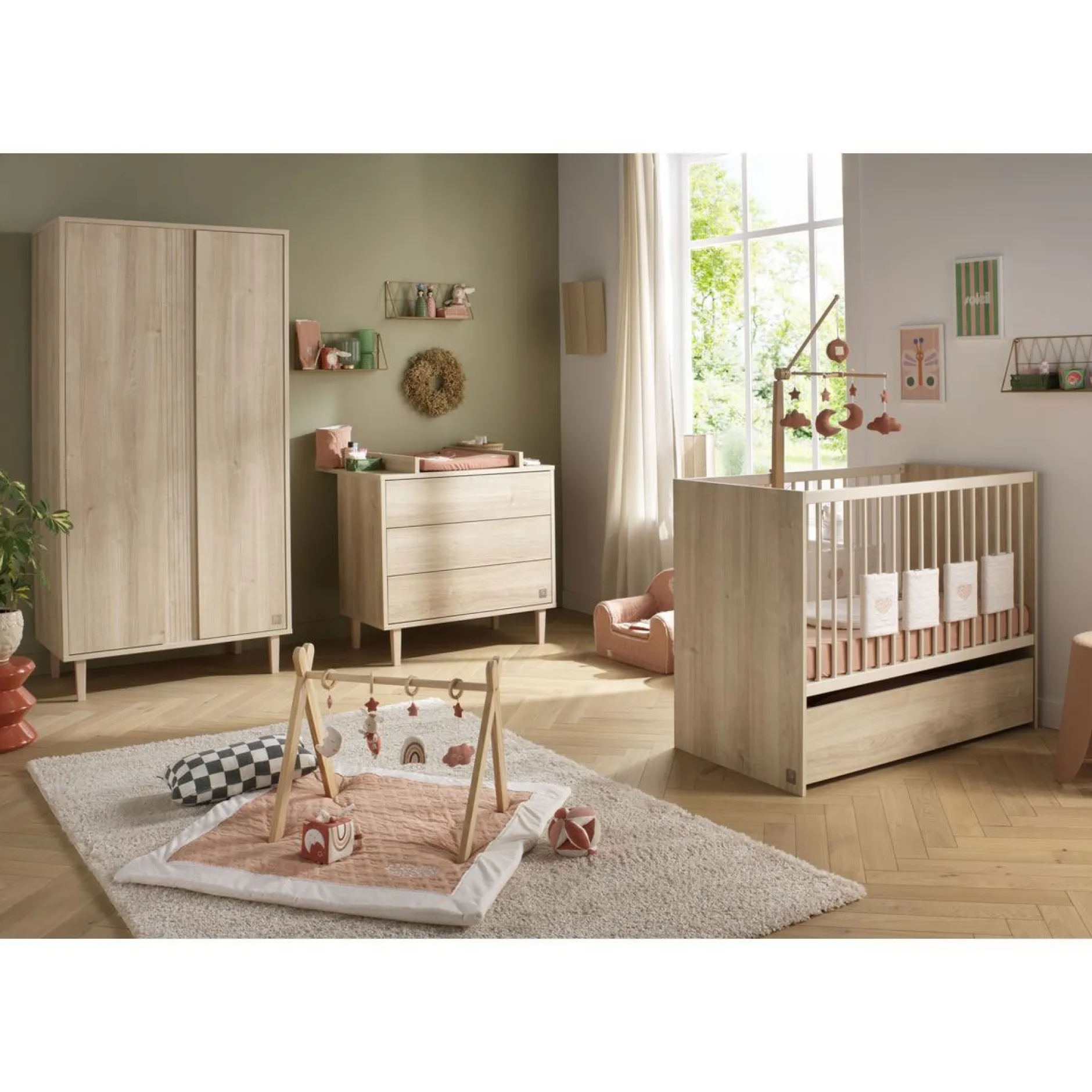 Tiroirs De Lit*Sauthon Baby's Sweet Home Paloma Tiroir de lit évolutif sur roulettes de Bois chêne sépia