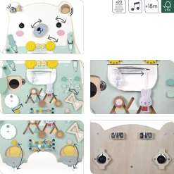 Jouets D'Activités*Janod Panneau d'activité busy-board ourson en bois pure de